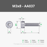 Tornillos para metales con cabeza hueca M3 (SHCS)
