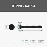 Tornillos autorroscantes con cabeza hueca BT2 (SHCS)